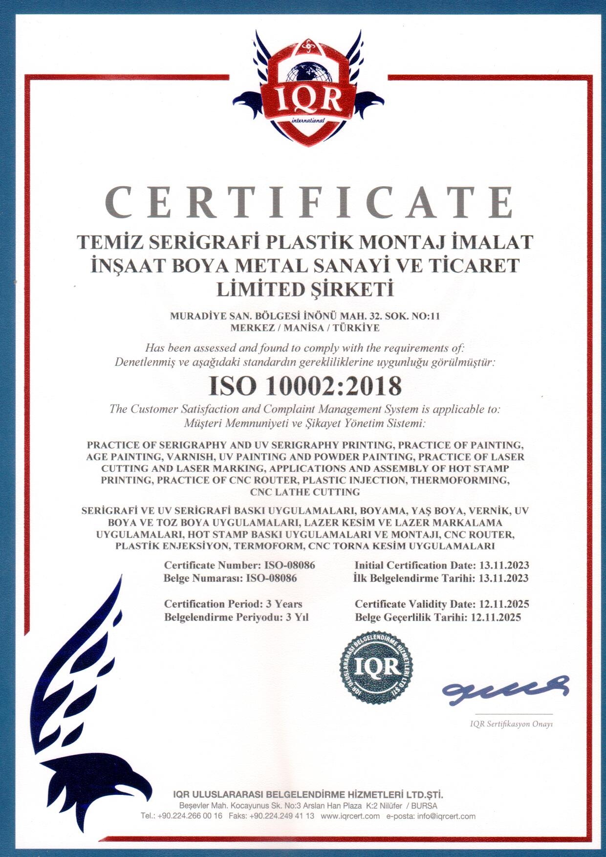 TEMİZ SERİGRAFİ ISO 10002